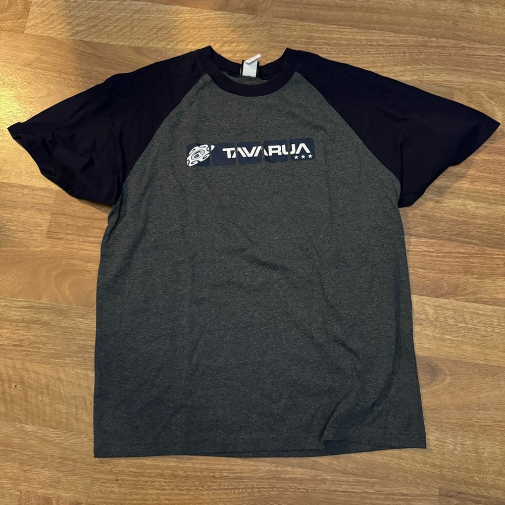 Men's Gray and Navy Raglan T